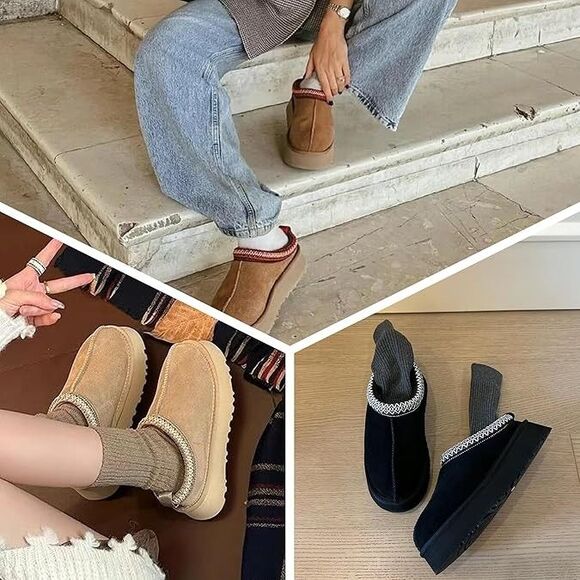 Gohom Platform Slippers Mini Boots for Women Fleece Lined Booties Anti-Slip, 10 - Picture 6 of 10